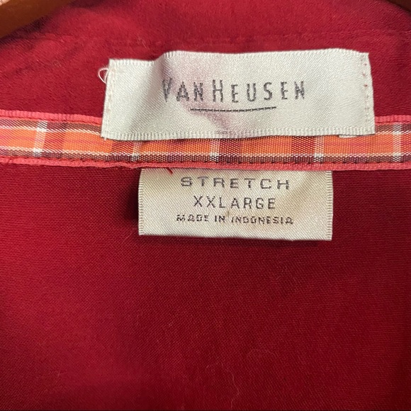VAN HEUSEN Red Botton Down Shirt Stretchy Size XXL - Picture 6 of 8